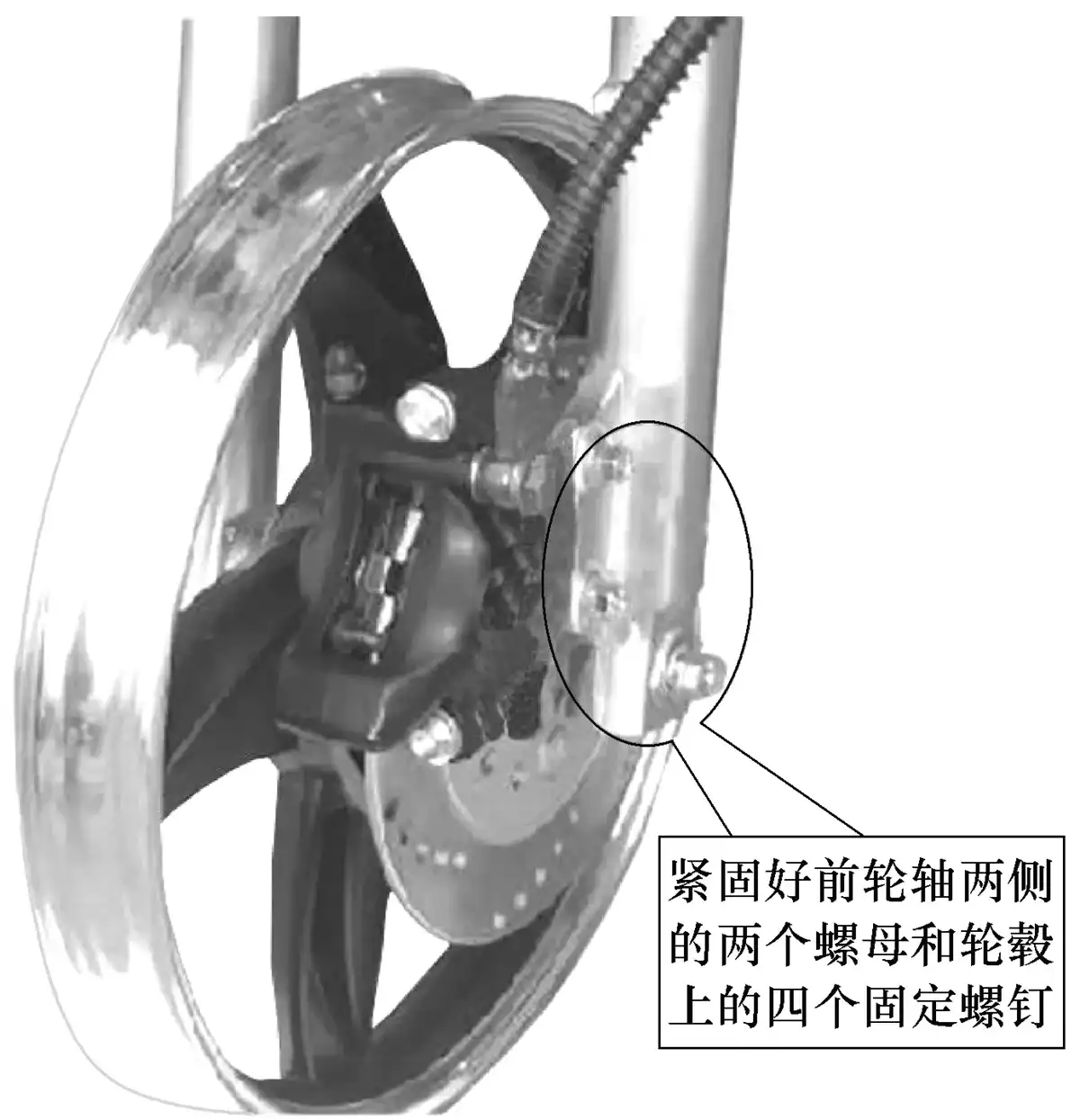 安装液压前叉示意图