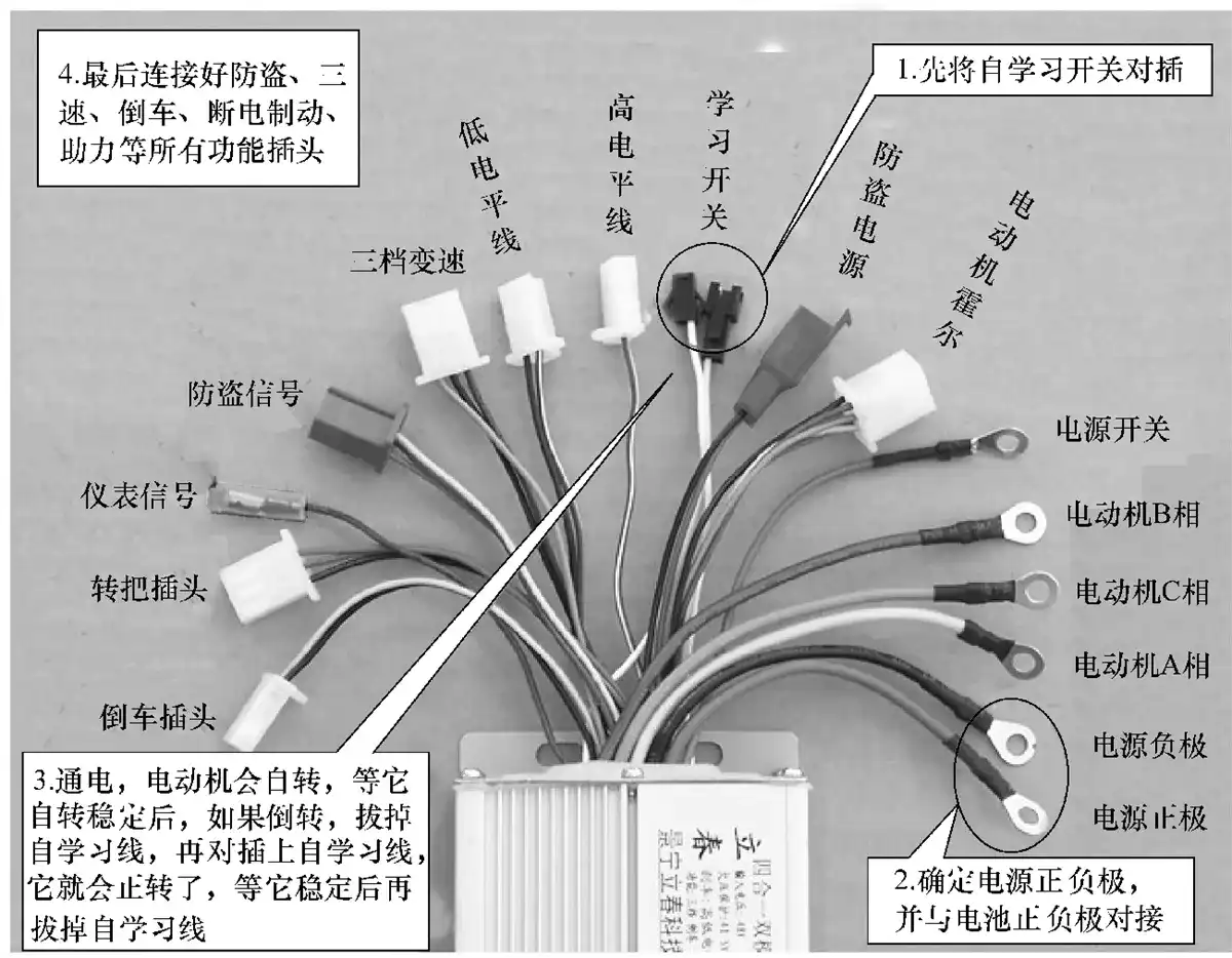 更换电动自行车控制器操作示意图
